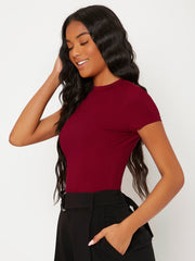 BASICS Solid Round Neck Slim Tee