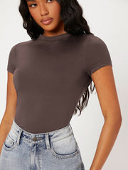 BASICS Solid Round Neck Slim Tee