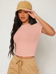 BASICS Solid Round Neck Slim Tee