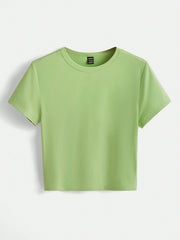 BASICS Solid Round Neck Slim Tee