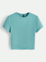 BASICS Solid Round Neck Slim Tee