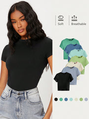 BASICS Solid Round Neck Slim Tee