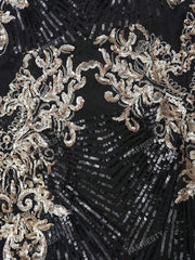 Appliques Detail Sequin Mesh Formal Dress