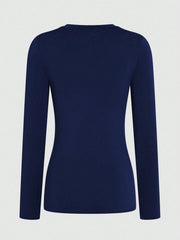 LUNE Ladies' Solid Color Round Neck Long Sleeve T-Shirt