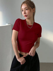 DAZY Solid Slim Fit Round Neck Short Sleeve T-Shirt