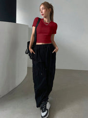 DAZY Solid Slim Fit Round Neck Short Sleeve T-Shirt