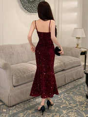 DAZY Sequin Strap Mid-Length Dress For Women, Back To School