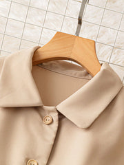 Unity Women's Solid Color Simple Daily Long Sleeve Jacket,Ladies Spring/Fall Casual Drawstring,Pocket Regular Sleeve Collar Regular Fit Khaki Plain Women Coats,Casual Daily Wear