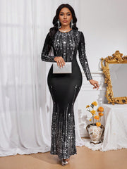 Lady Autumn And Winter Birthday Party Dresses ElegantCasualKnittedRound NeckLong SleeveWomen Dresses