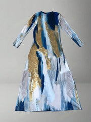 Women Fashionable Printed Long Sleeve Elegent Dress