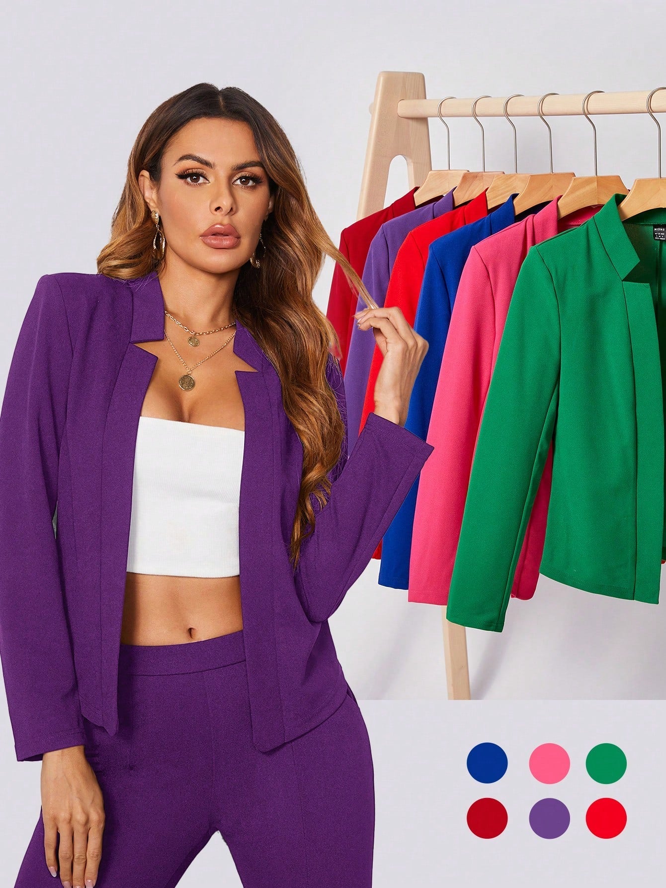 BIZwear Solid Notch Neck Blazer Workwear - WestLine Apparel