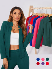 BIZwear Solid Notch Neck Blazer Workwear - WestLine Apparel