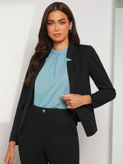 BIZwear Solid Notch Neck Blazer Workwear - WestLine Apparel