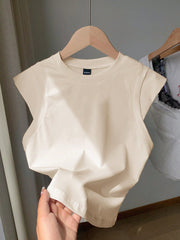 Comfortcana Women's Round Neck Short Sleeve Solid Color Simple Casual Loose Comfortable T-Shirt - WestLine Apparel