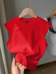 Comfortcana Women's Round Neck Short Sleeve Solid Color Simple Casual Loose Comfortable T-Shirt - WestLine Apparel