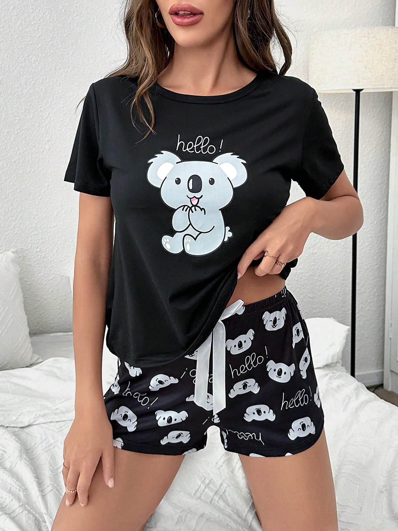 CoupledUp Cartoon & Letter Graphic PJ Set / Pajama Set - WestLine Apparel