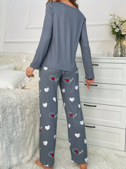 CoupledUp Heart & Letter Graphic PJ Set / Pajama Set - WestLine Apparel