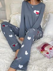 CoupledUp Heart & Letter Graphic PJ Set / Pajama Set - WestLine Apparel