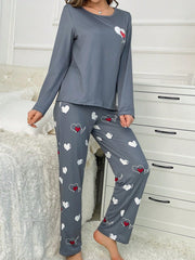 CoupledUp Heart & Letter Graphic PJ Set / Pajama Set - WestLine Apparel