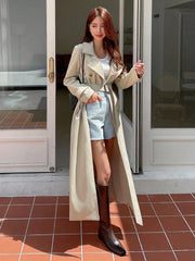 DAZY Classic Double-Breasted Long Trench Coat - WestLine Apparel