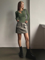 DAZY Half Button Ribbed Knit Tee - WestLine Apparel