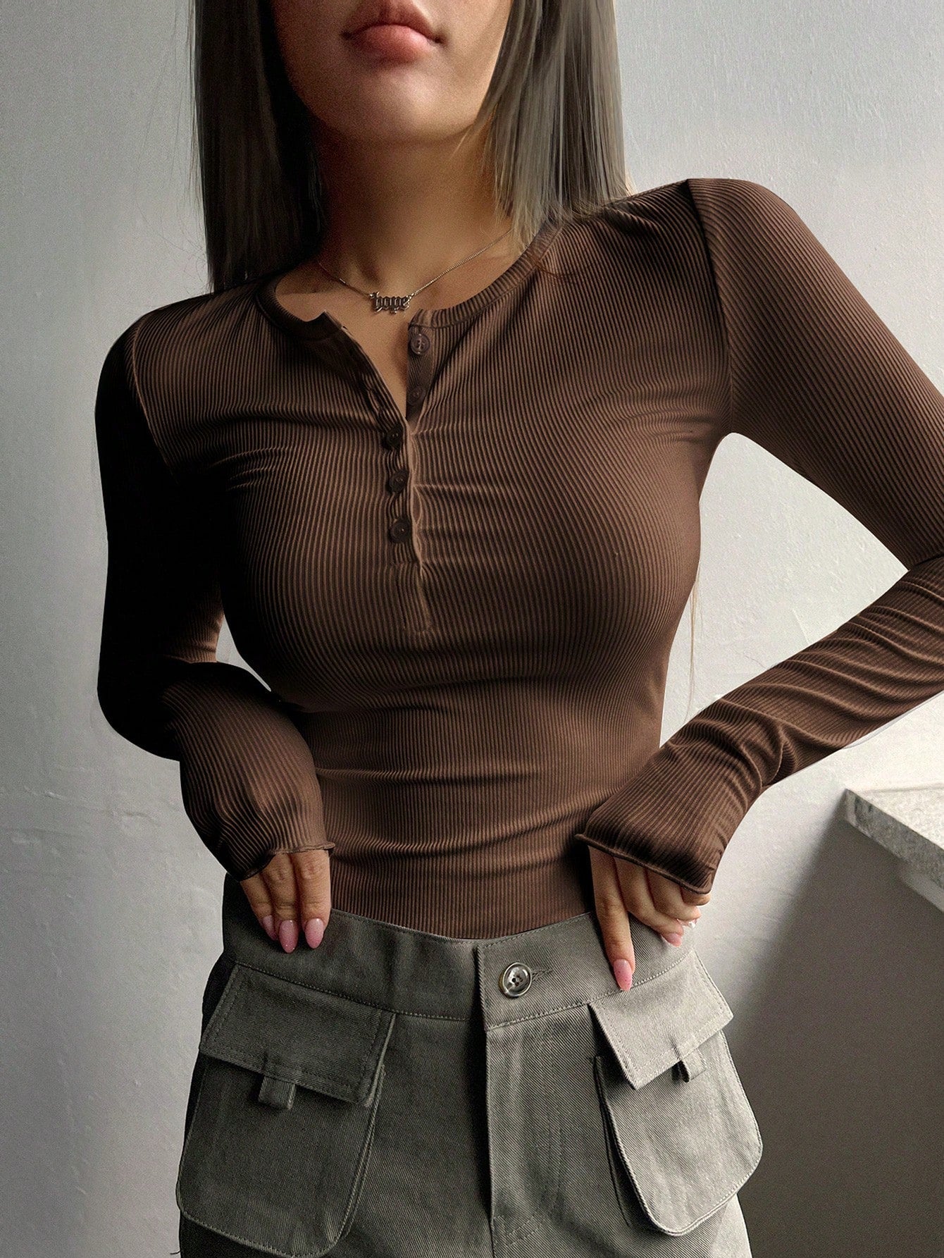 DAZY Half Button Ribbed Knit Tee - WestLine Apparel