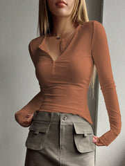 DAZY Half Button Ribbed Knit Tee - WestLine Apparel