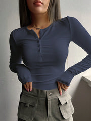 DAZY Half Button Ribbed Knit Tee - WestLine Apparel