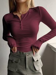 DAZY Half Button Ribbed Knit Tee - WestLine Apparel