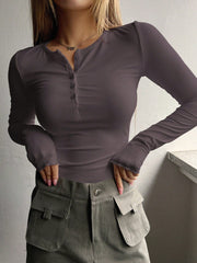 DAZY Half Button Ribbed Knit Tee - WestLine Apparel