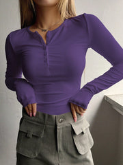 DAZY Half Button Ribbed Knit Tee - WestLine Apparel