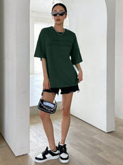 DAZY Slogan Pattern Drop Shoulder Tee KEEP CALM KEEP SMILING - WestLine Apparel