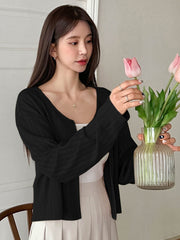 DAZY Solid Drop Shoulder Open Front Crop Jacket - WestLine Apparel