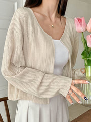 DAZY Solid Drop Shoulder Open Front Crop Jacket - WestLine Apparel