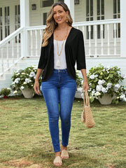 EMERY ROSE Women Solid Color Simple Daily Open-Front Thin Jacket - WestLine Apparel