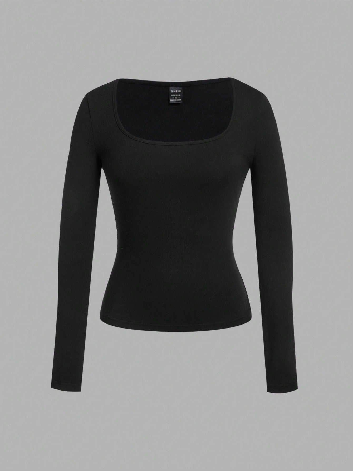 EZwear 2pcs Women Square Neckline Skinny Long Sleeve Casual T-Shirt Suit - WestLine Apparel