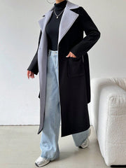 EZwear Lapel Neck Dual Pocket Belted Overcoat - WestLine Apparel