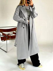 EZwear Lapel Neck Raglan Sleeve Belted Trench Coat - WestLine Apparel