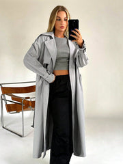 EZwear Lapel Neck Raglan Sleeve Belted Trench Coat - WestLine Apparel