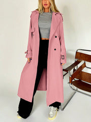 EZwear Lapel Neck Raglan Sleeve Belted Trench Coat - WestLine Apparel