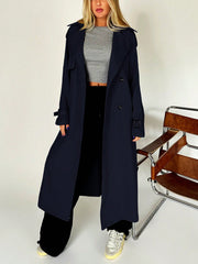 EZwear Lapel Neck Raglan Sleeve Belted Trench Coat - WestLine Apparel