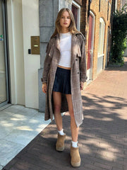 EZwear Lapel Neck Raglan Sleeve Belted Trench Coat - WestLine Apparel