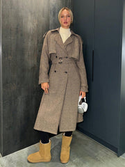 EZwear Lapel Neck Raglan Sleeve Belted Trench Coat - WestLine Apparel