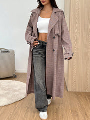 EZwear Lapel Neck Raglan Sleeve Belted Trench Coat - WestLine Apparel