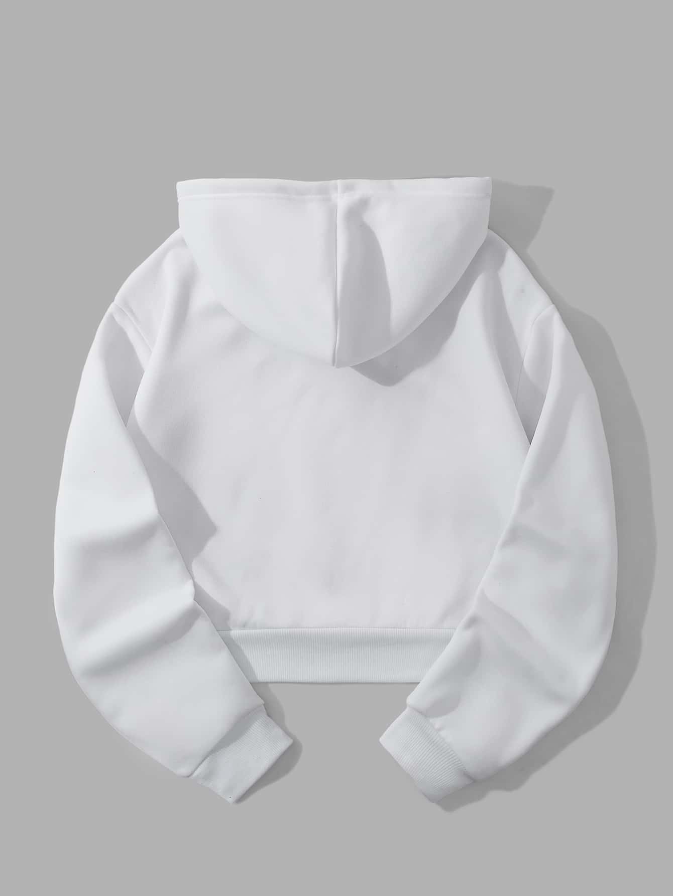 EZwear Letter Graphic Drop Shoulder Drawstring Crop Hoodie - WestLine Apparel