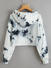 EZwear New York Graphic Tie-Dye Cropped Hoodie - WestLine Apparel