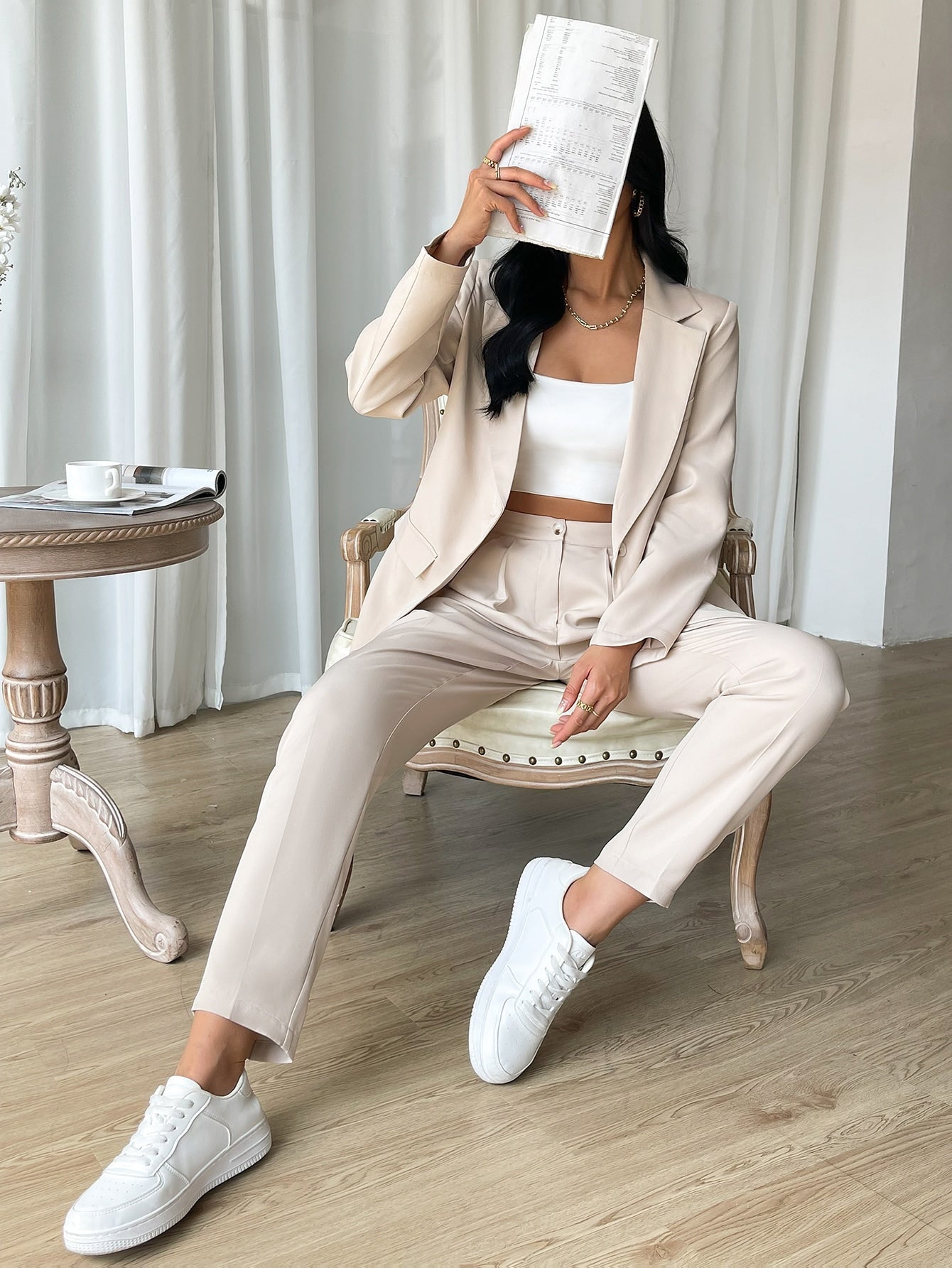 EZwear Single Button Flap Detail Blazer & Pants - WestLine Apparel