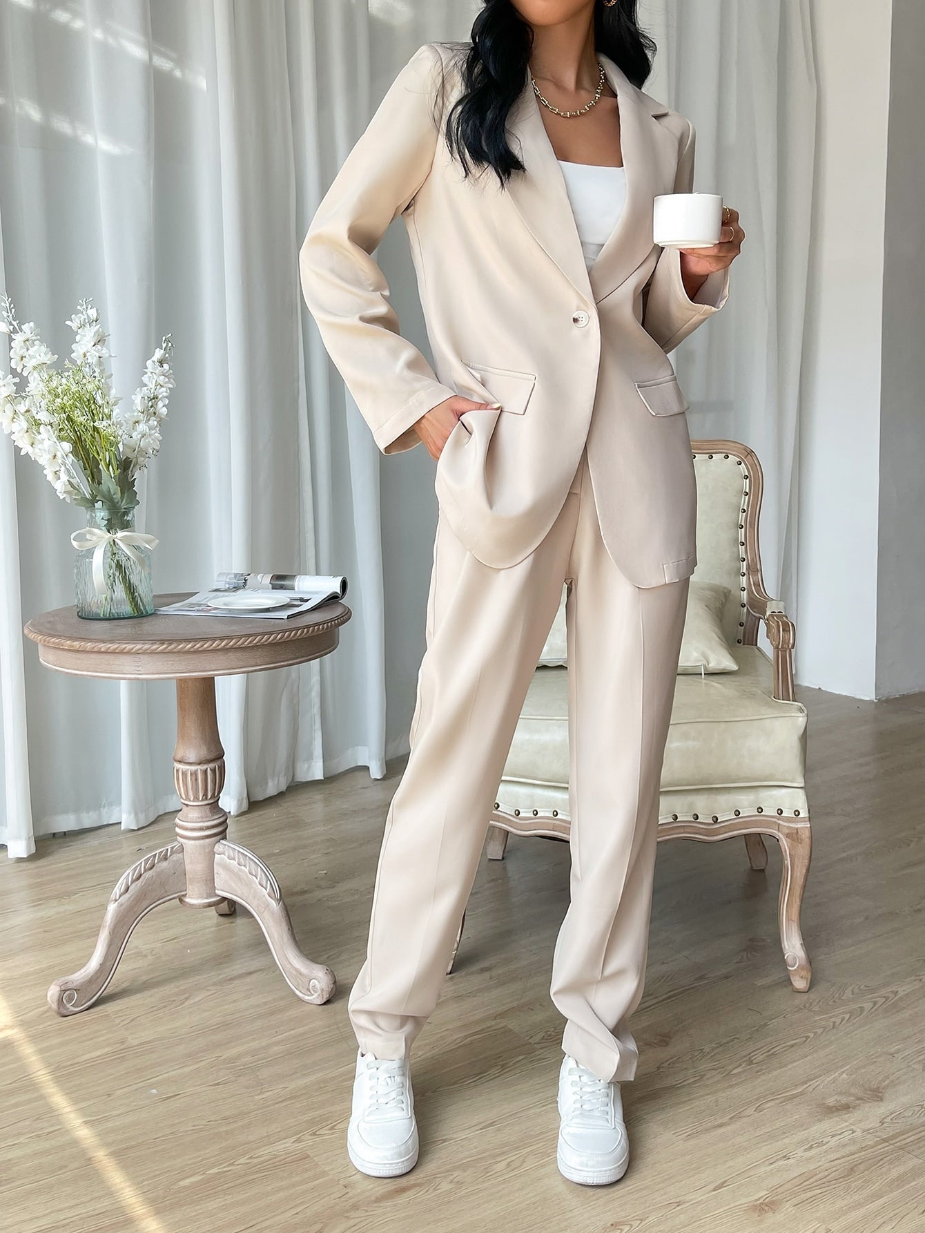 EZwear Single Button Flap Detail Blazer & Pants - WestLine Apparel