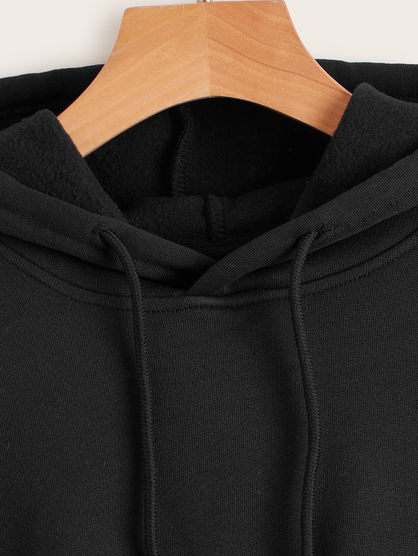EZwear Solid Drawstring Crop Thermal Lined Hoodie - WestLine Apparel