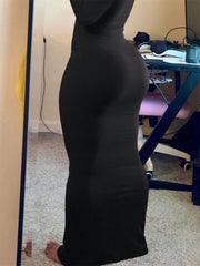 EZwear Solid Scoop Neck Bodycon Dress - WestLine Apparel